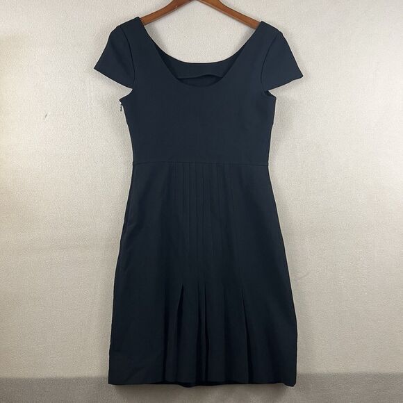 Diane Von Furstenberg Mini Dress Sz 4 Black Monica Back Pleated Short Sleeve - Picture 3 of 7